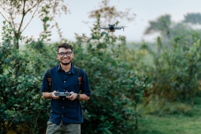 Man flying a drone